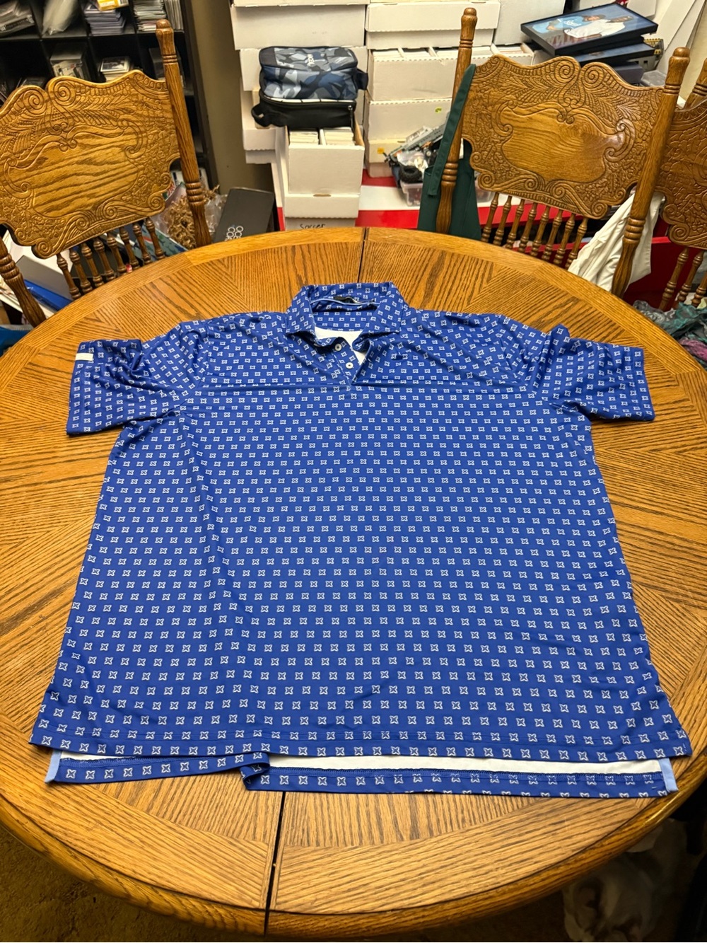 RLX Ralph Lauren Blue Geometric Polo Shirt